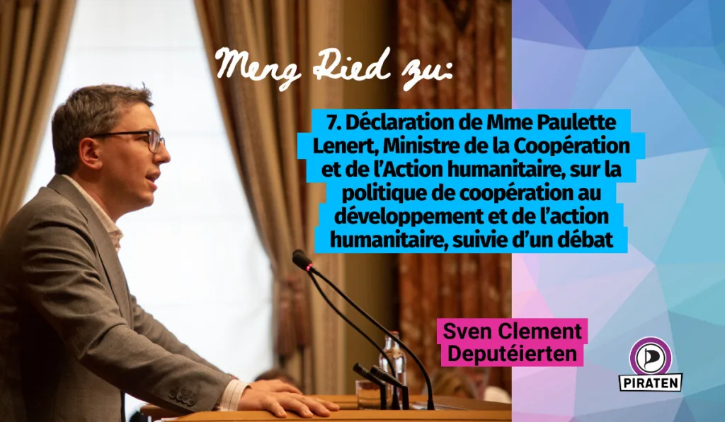 Header for 7. Déclaration de Mme Paulette Lenert, Ministre de la Coopération et de l’Action humanitaire, sur la politique de coopération au développement et de l’action humanitaire, suivie d’un débat