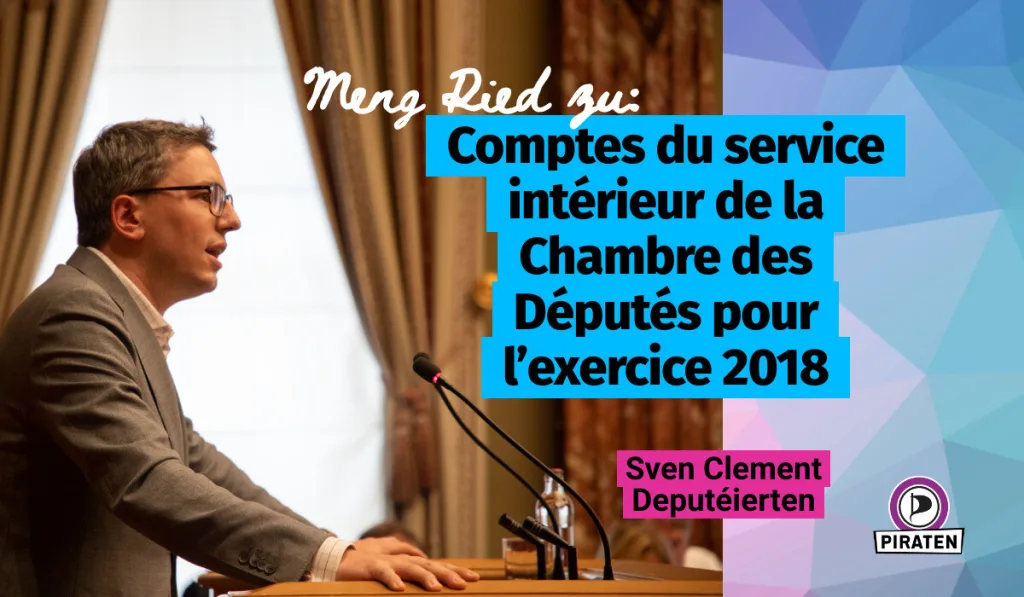 Header for Comptes du service intérieur de la Chambre des Députés pour l’exercice 2018